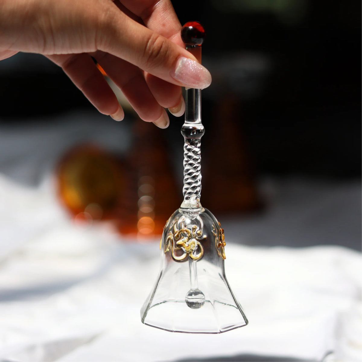 Decorative Glass Puja Bell