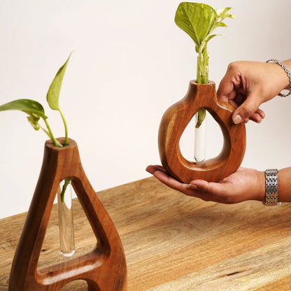 Acacia Wood Decorative Vase