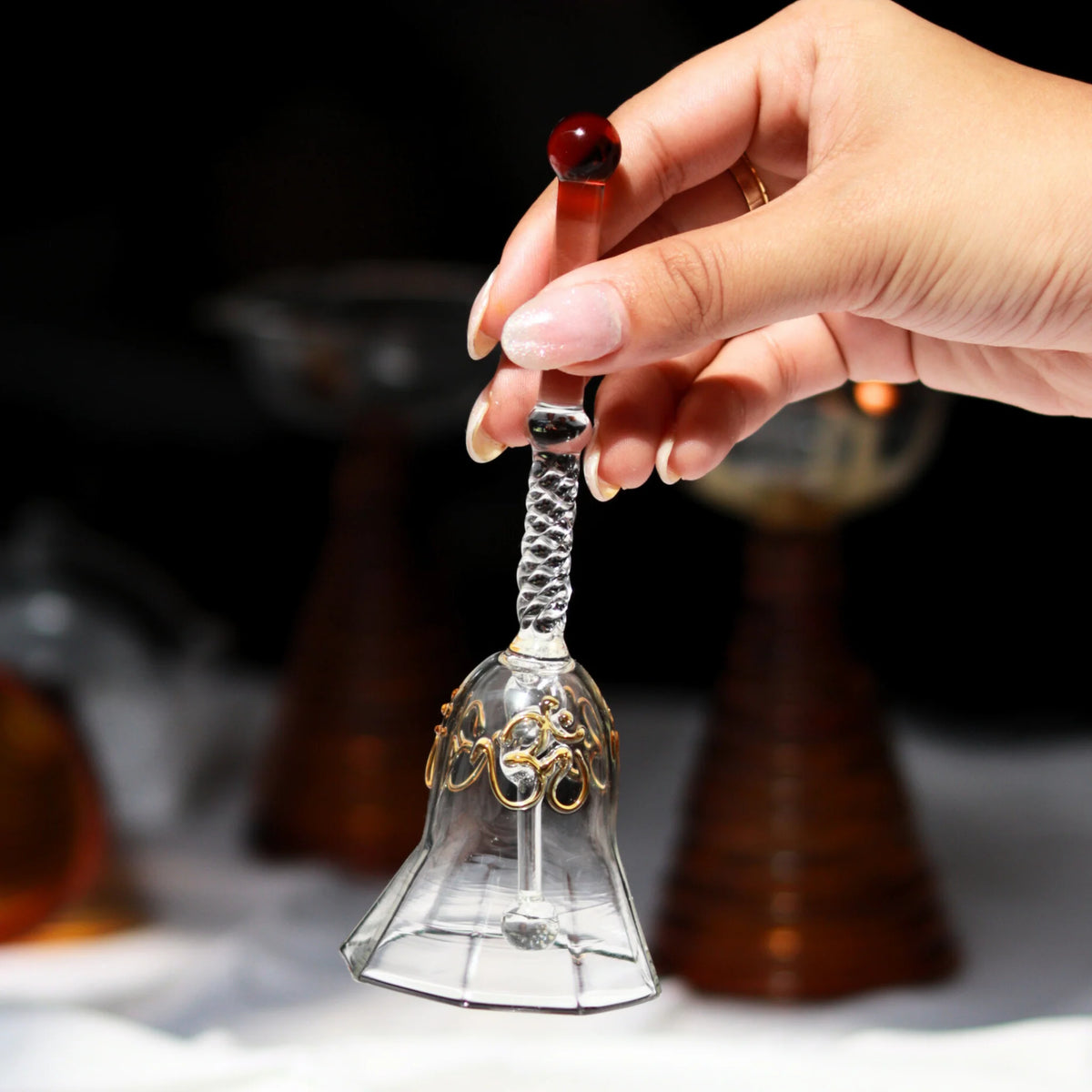 Decorative Glass Puja Bell