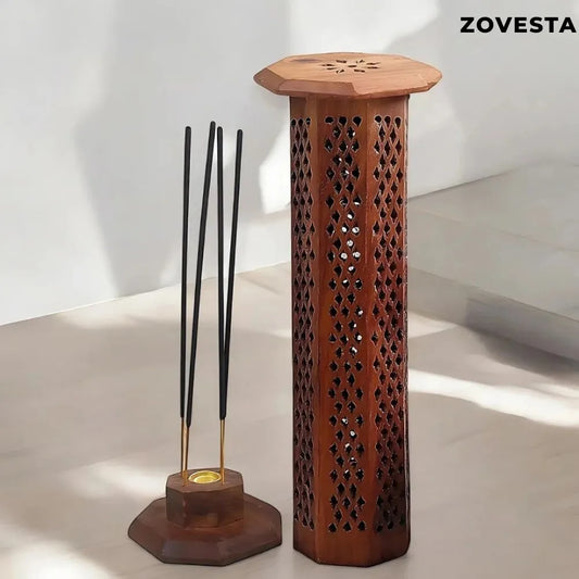 Wooden Tower Incense Holder with Agarbatti Stand