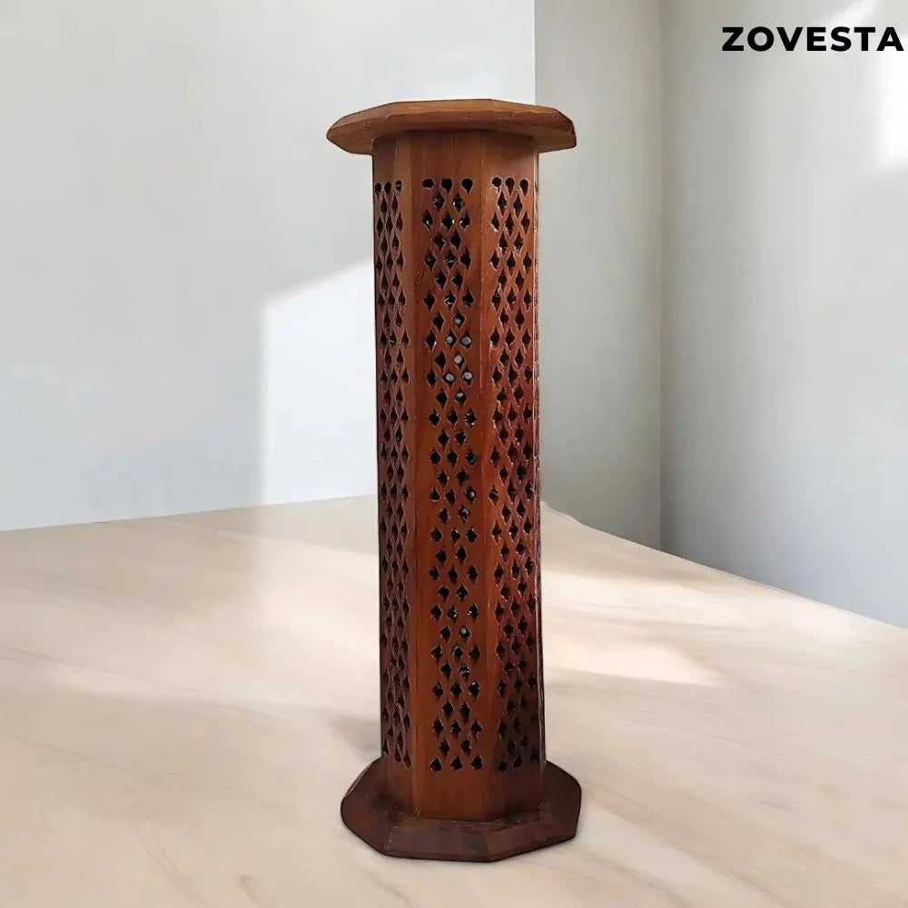 Wooden Tower Incense Holder with Agarbatti Stand