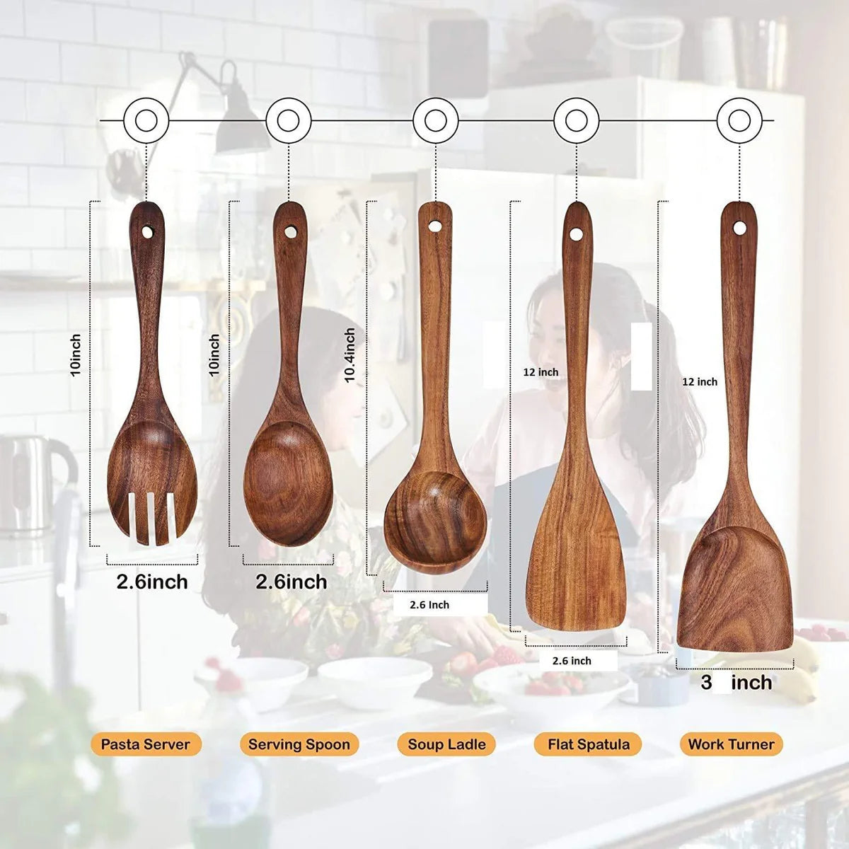 Handmade Sheesham Wooden Cooking Spoon Set
