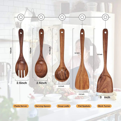 Handmade Sheesham Wooden Cooking Spoon Set
