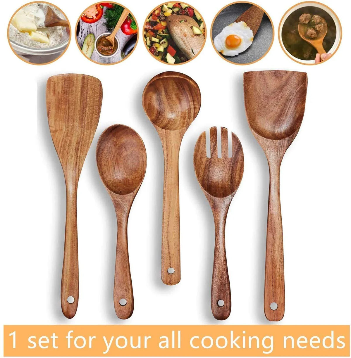 Handmade Sheesham Wooden Cooking Spoon Set