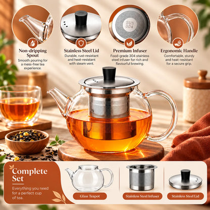 ClassicBrew 1 L Glass Teapot with Stainless Steel Infuser