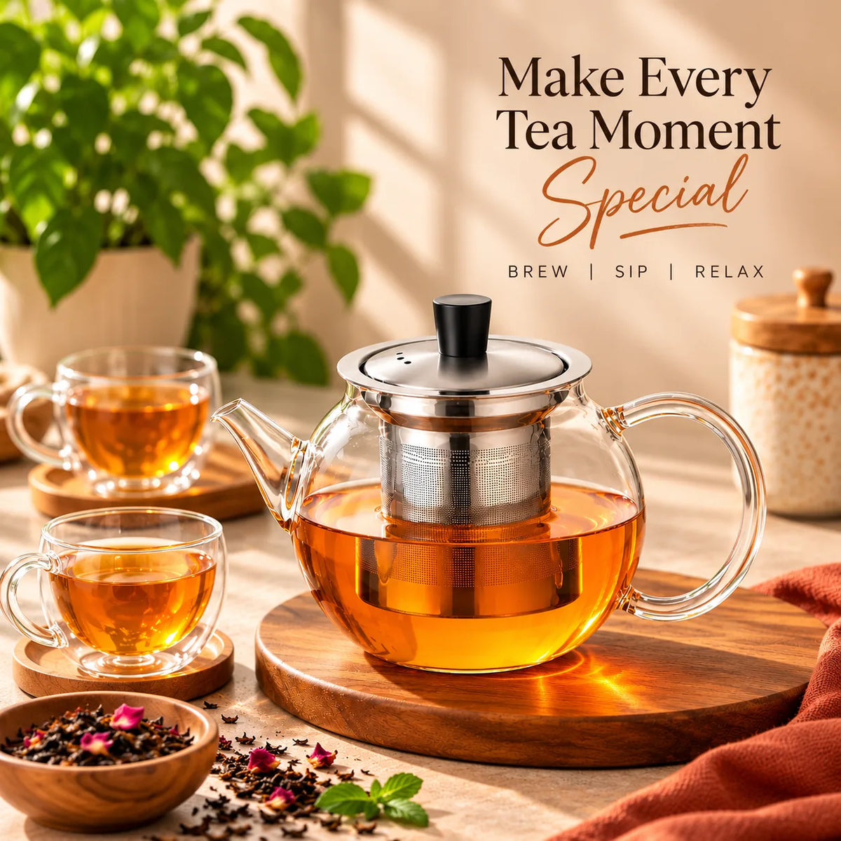 ClassicBrew 1 L Glass Teapot with Stainless Steel Infuser