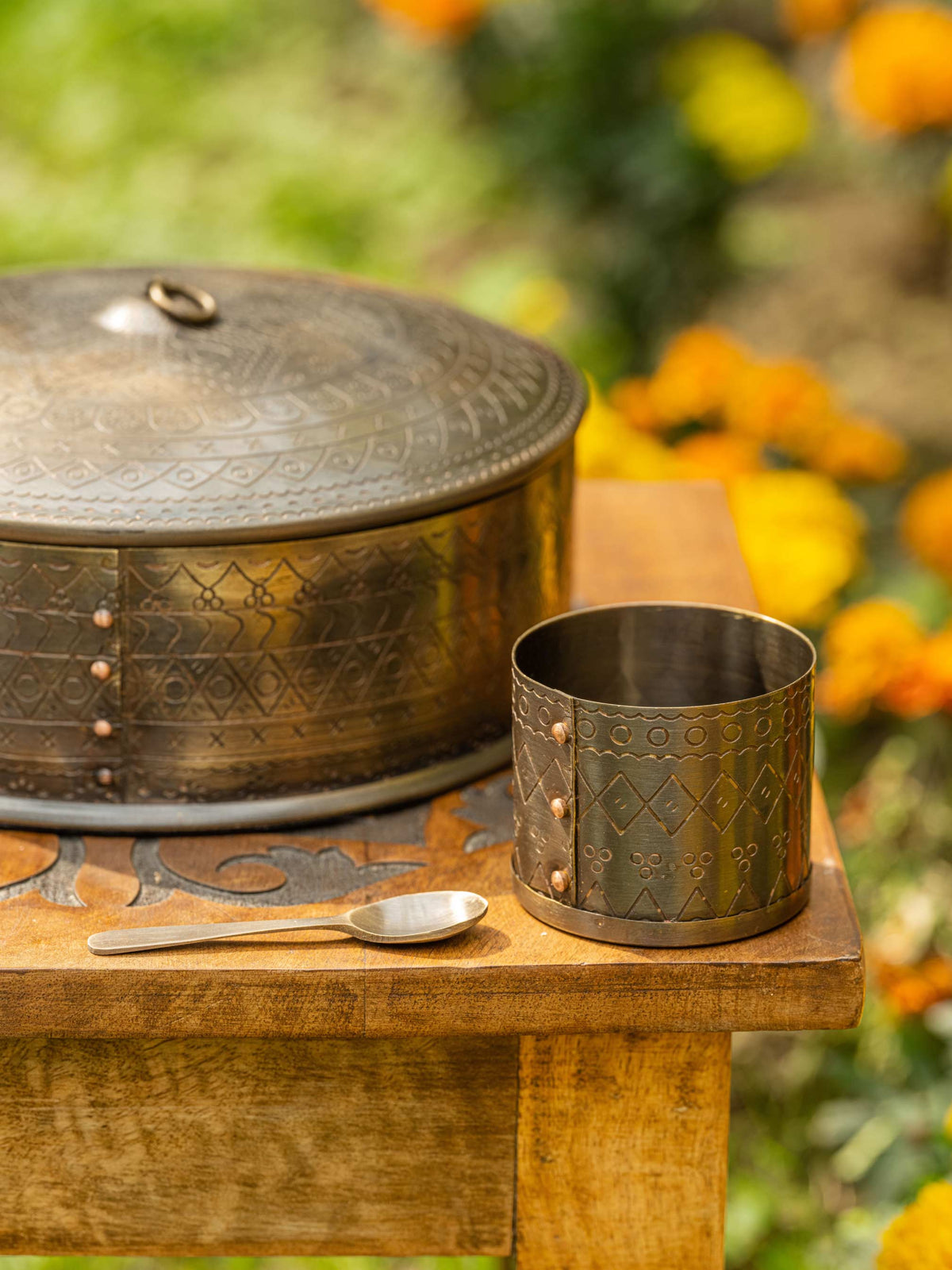 Elegant Black & Brass Spice Box