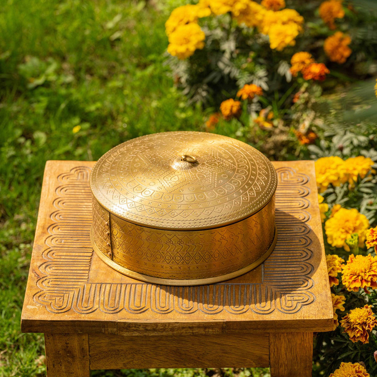 Golden Brass Masala Box