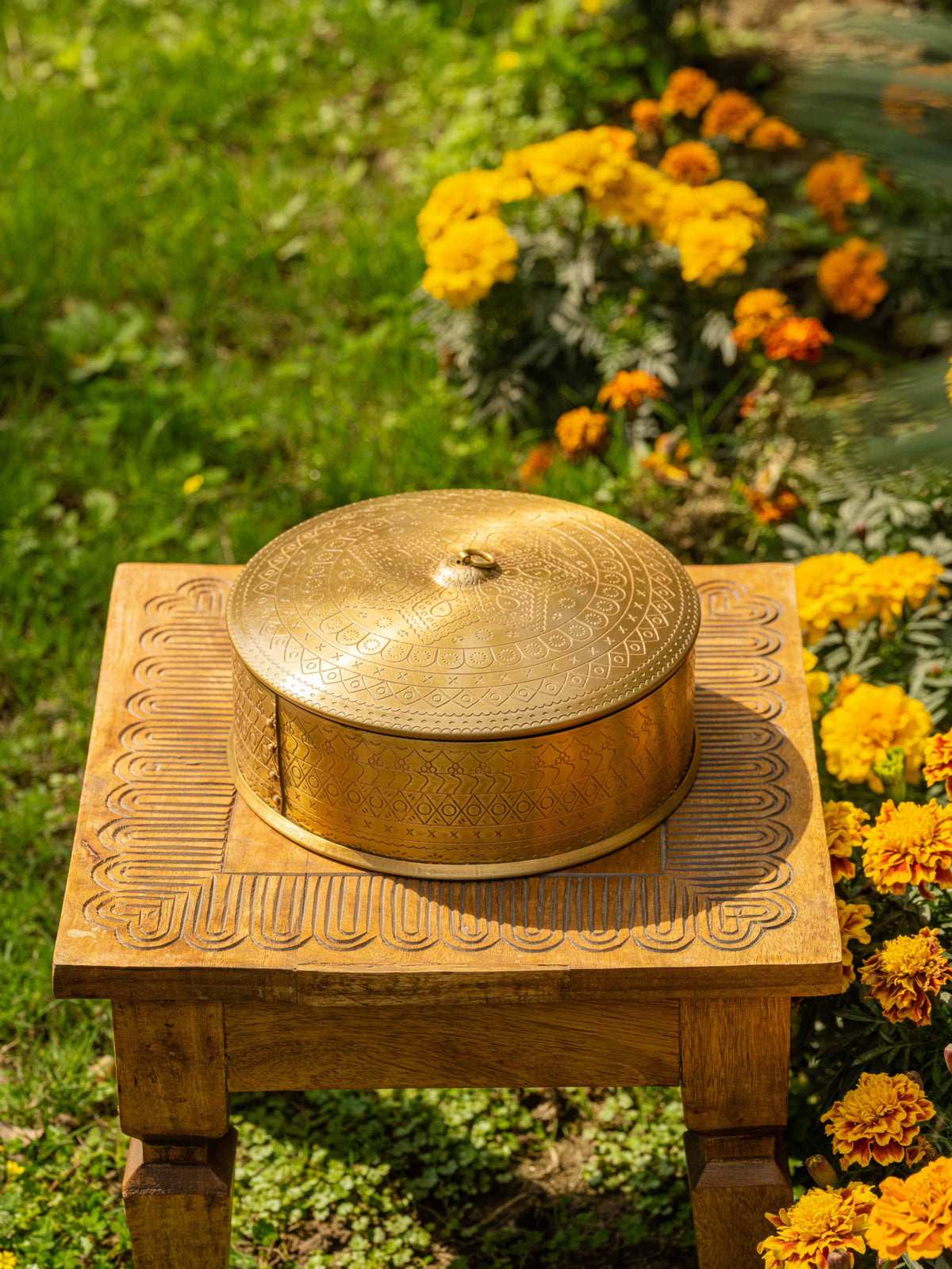 Golden Brass Masala Box