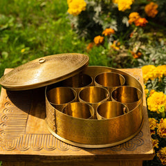 Golden Brass Masala Box