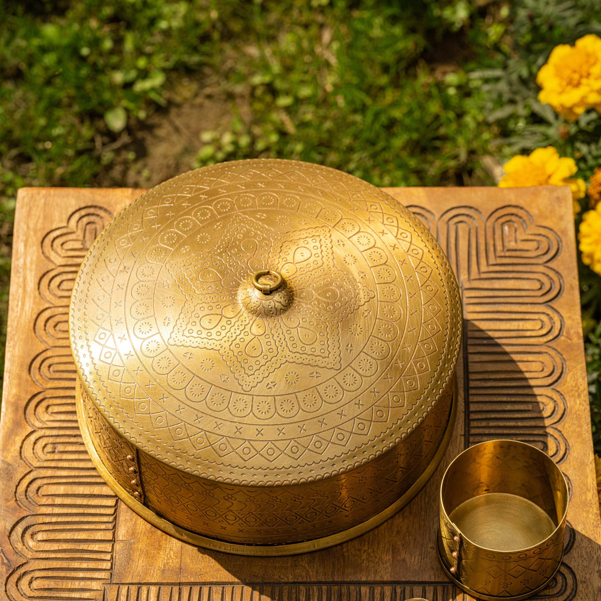 Golden Brass Masala Box