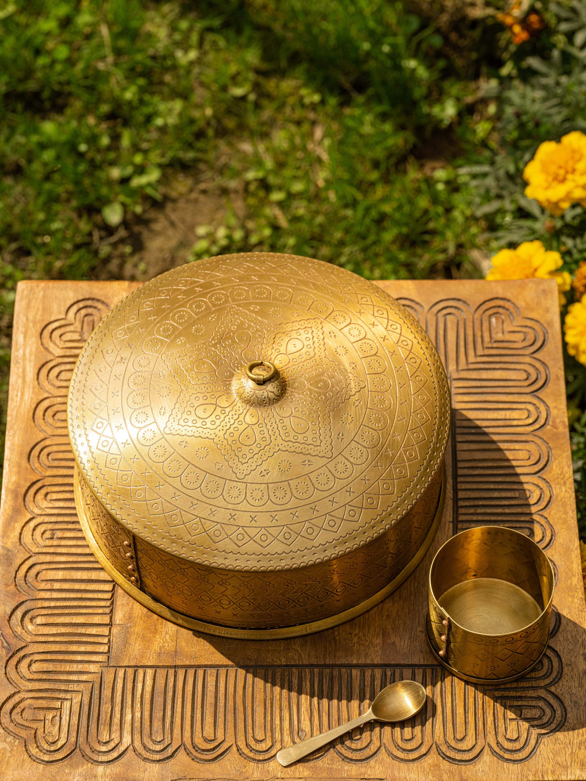 Golden Brass Masala Box