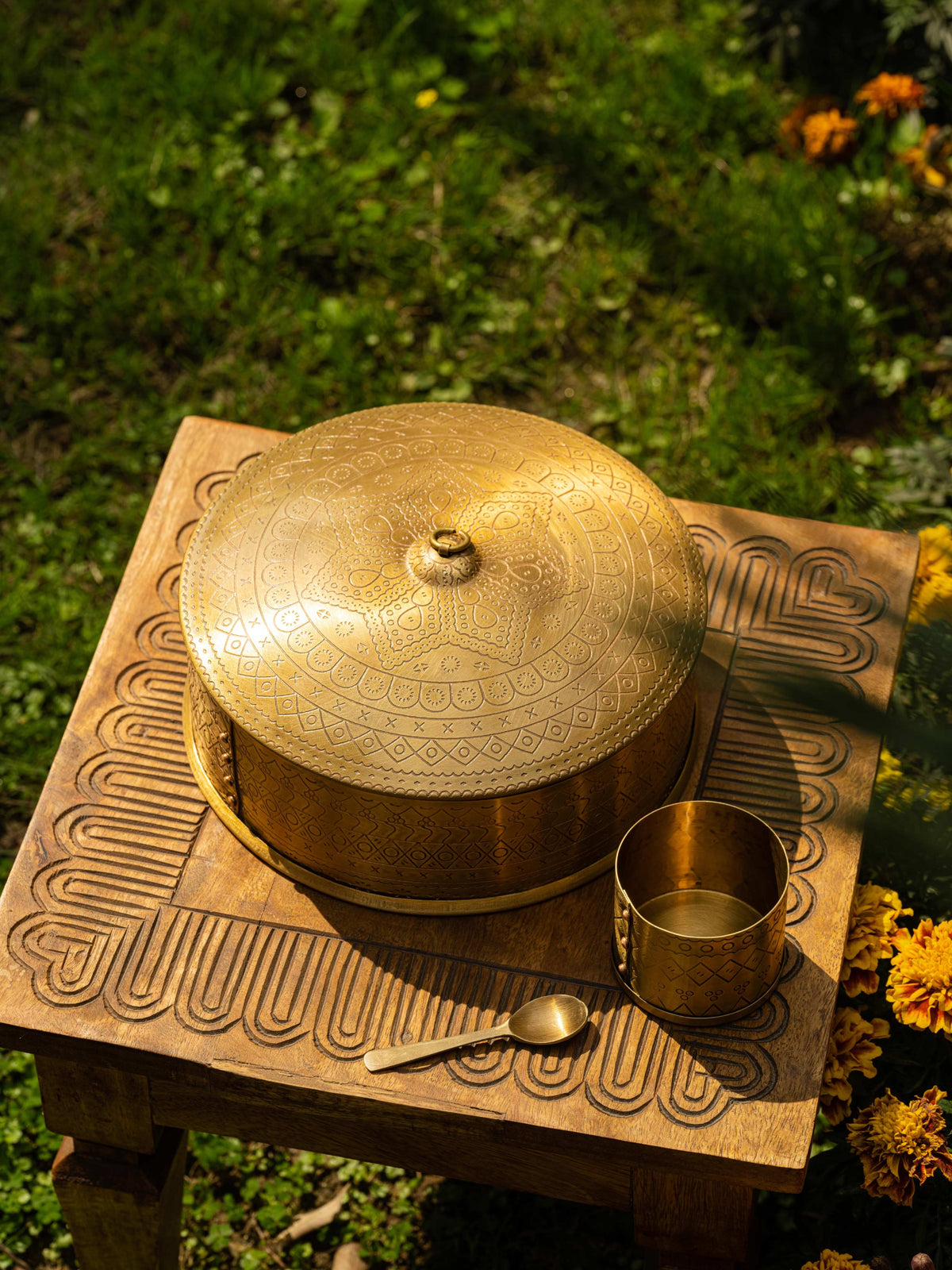 Golden Brass Masala Box
