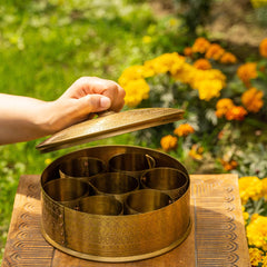 Golden Brass Masala Box