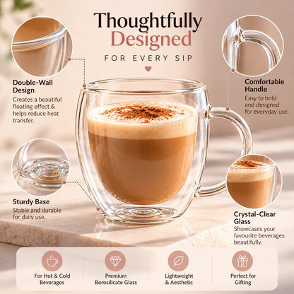 Double-Wall Glass Mug, 250 ml