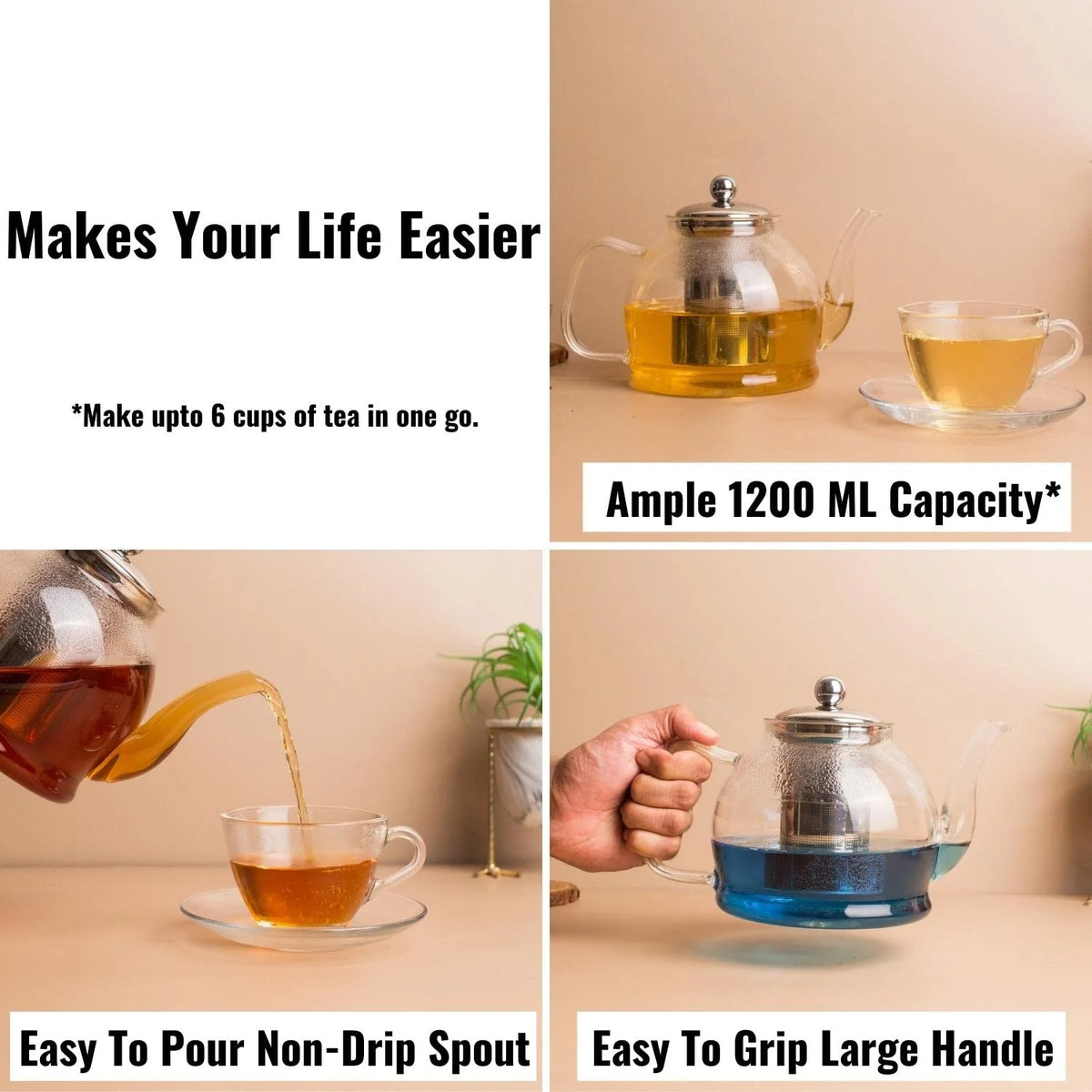 Glass Teapot with Stainless Steel Infuser