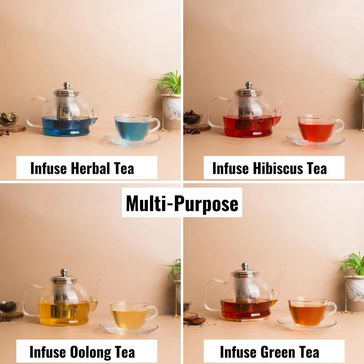 Glass Teapot with Stainless Steel Infuser