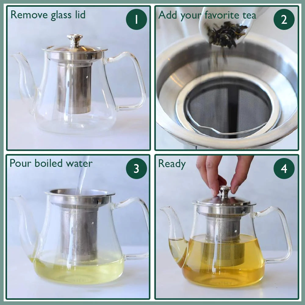 Glass Teapot with Stainless Steel Infuser