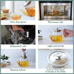 Glass Teapot with Stainless Steel Infuser