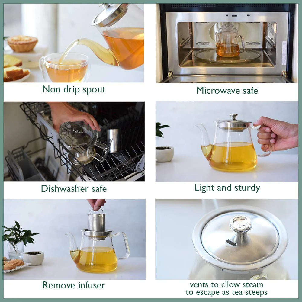 Glass Teapot with Stainless Steel Infuser