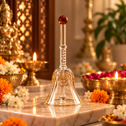 Decorative Glass Puja Bell with Om Design