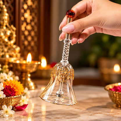 Decorative Glass Puja Bell with Om Design