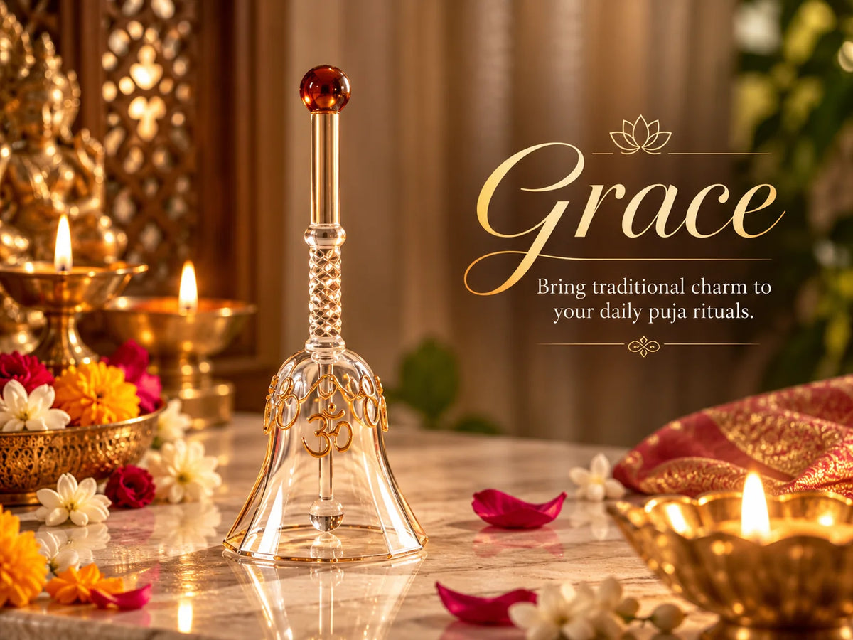 Decorative Glass Puja Bell with Om Design