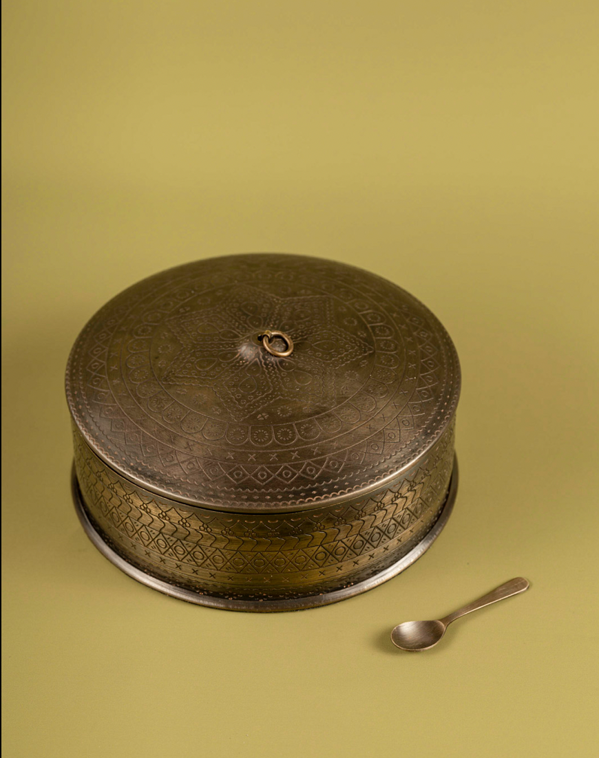 Elegant Black & Brass Spice Box