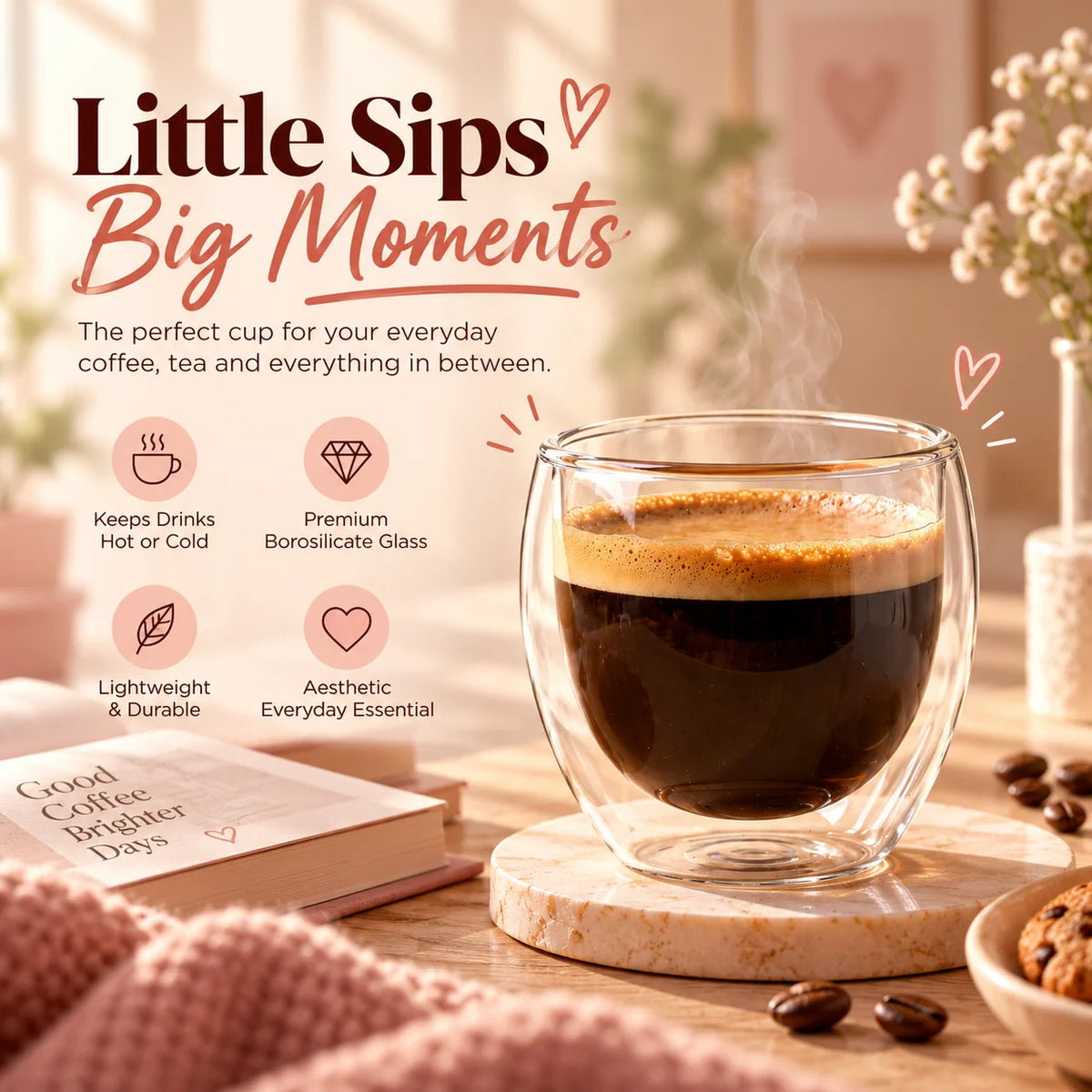 Little Sips Double-Wall Glass Cup – 250 ml