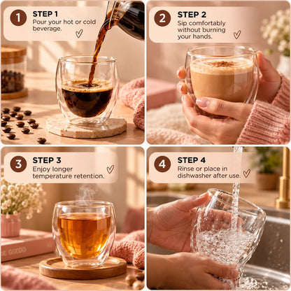 Little Sips Double-Wall Glass Cup – 250 ml