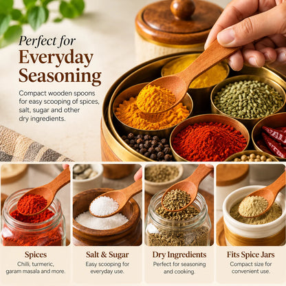 Neem Wood Masala Spoon Set – 12 Pieces