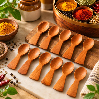 Neem Wood Masala Spoon Set – 12 Pieces