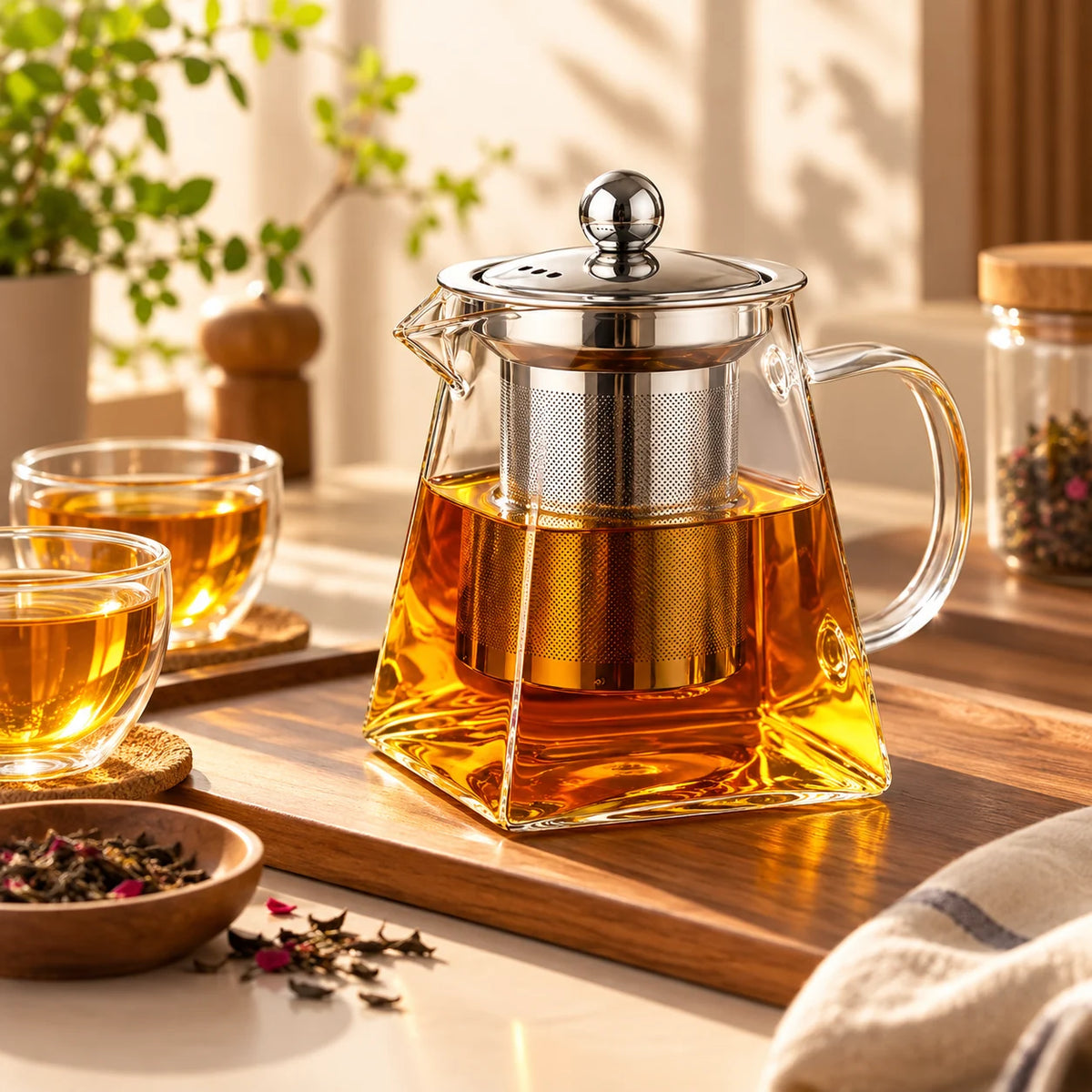 Pyramid Glass Teapot with Steel Infuser