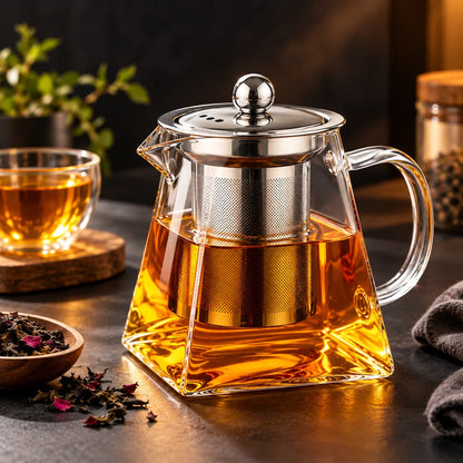 Pyramid Glass Teapot with Steel Infuser