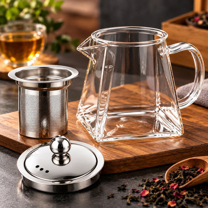Pyramid Glass Teapot with Steel Infuser