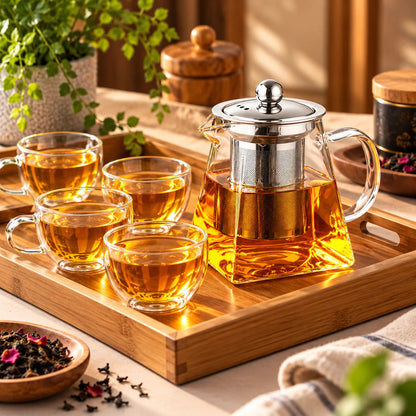 Pyramid Glass Teapot with Steel Infuser