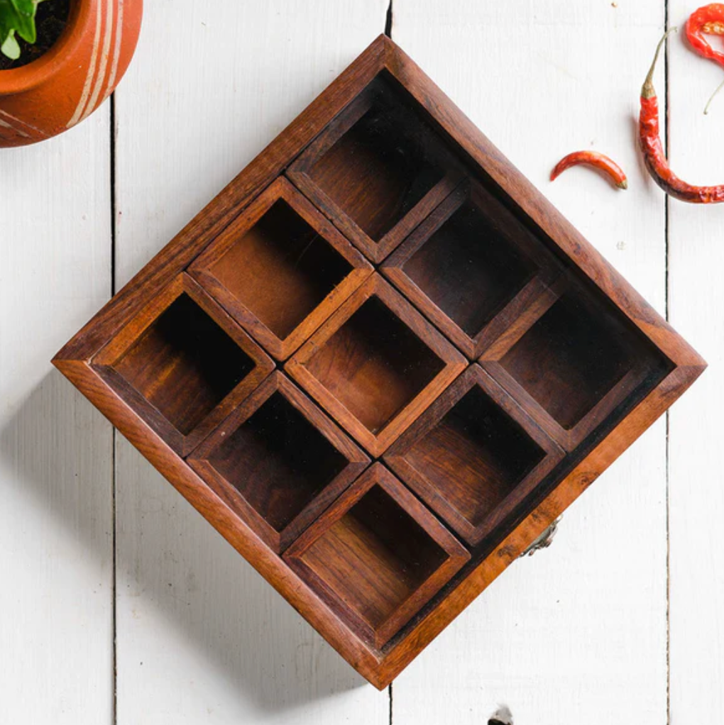 Wooden Masala Box 9 - SET