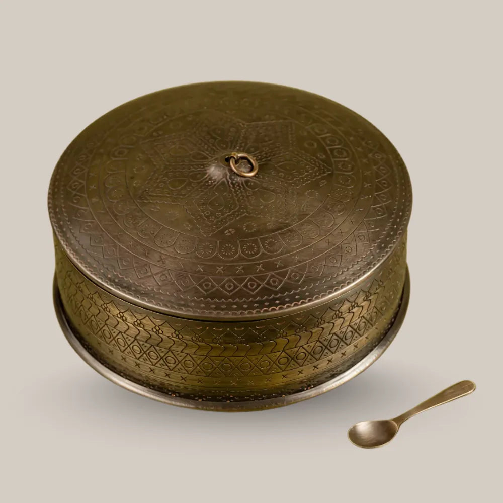 Elegant Black & Brass Spice Box
