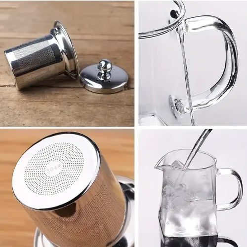 Pyramid-Shaped Borosilicate Glass Teapot with Steel Infuser 750 ML