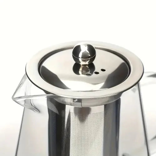 Pyramid-Shaped Borosilicate Glass Teapot with Steel Infuser 750 ML