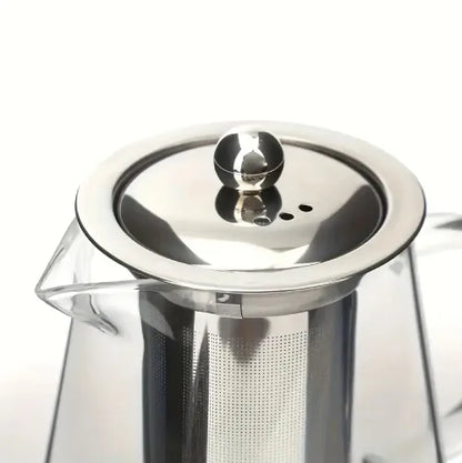 Pyramid-Shaped Borosilicate Glass Teapot with Steel Infuser 750 ML