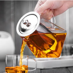 Pyramid-Shaped Borosilicate Glass Teapot with Steel Infuser 750 ML