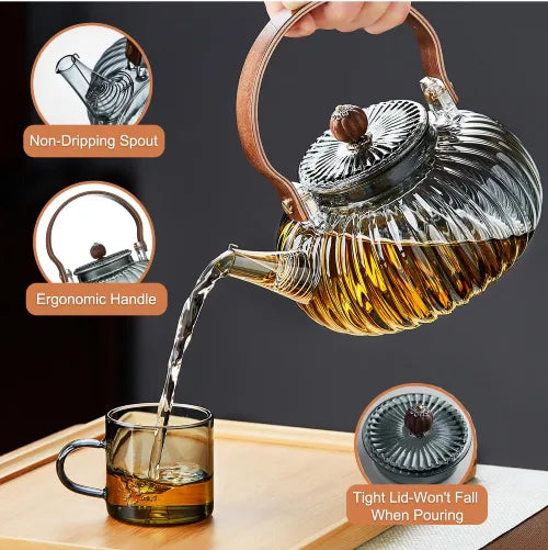 Zovesta Ribbed Wood Handle Tea Kettle 1 L